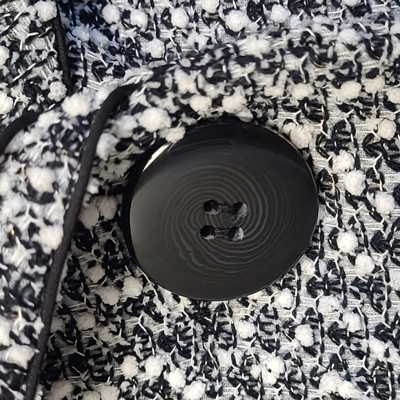 SZ16 Joseph Ribkoff Black White Ruffle Collar Blazer Jacket - Picture 2 of 9